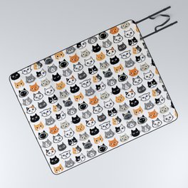 Cute Cats | Assorted Kitty Cat Faces | Fun Feline Drawings Picnic Blanket