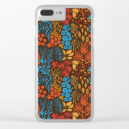 Floral doodles dark Clear iPhone Case