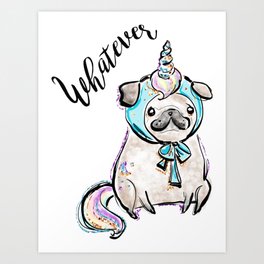 Funny Pug, Unicorn Pug, Funny Dog, Cute Pug, Cute Dog, Puppy dog, Unicorn dog Art Print