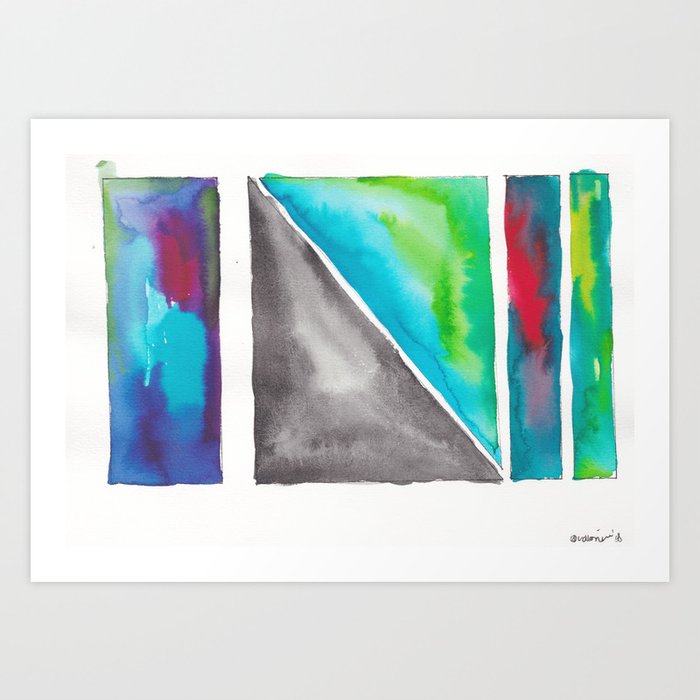 180811 Watercolor Block Swatches 4 Colorful Abstract Geometrical Art Art Print By Valourine