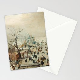 Hendrick Avercamp - Winter landscape with ice skaters ca. 1608 Stationery Card
