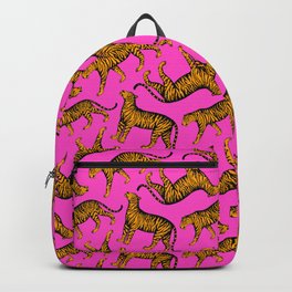 Tigers (Magenta and Marigold) Backpack | Magenta, Illustration, Pattern, Cats, Hand Drawn, Animal, Panthera, Tigers, Big Cats, Design 