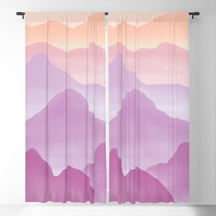 Dreamy Candy Watercolor Mountains in Purple and Peachy Color  Blackout Curtain