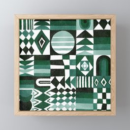Geometric Tapestry - Green Framed Mini Art Print