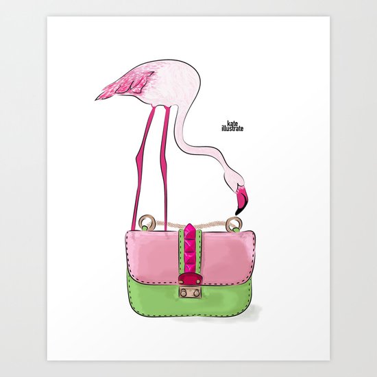 Flamingo bag Art Print