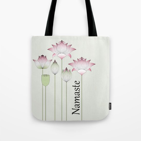 Modern Vintage Pink Lotus Flower Tote Bag