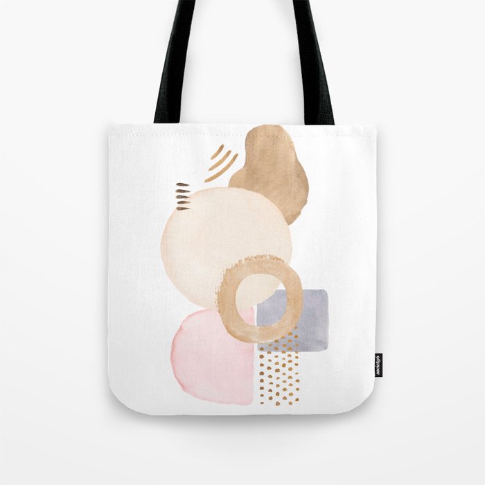 Watercolor pastel beige painted Abstract elements Tote Bag