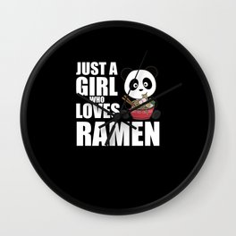Ramen Japanese Noodle Cute Panda Eats Ramen Wall Clock
