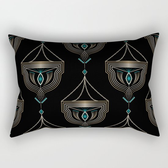 Art Deco . "Gold pendants ". Rectangular Pillow