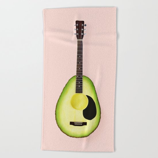 AVOCADO GUITAR Beach Towel