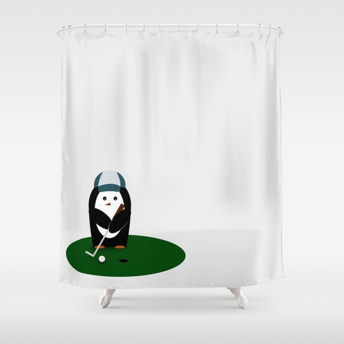 Putting Penguin Shower Curtain By Chelseycroucher Society6 Putting Penguin Shower Curtain By, Penguin Shower Curtain