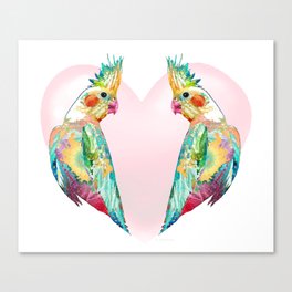 Cockatiel Love - Colorful Tropical Bird Art Canvas Print