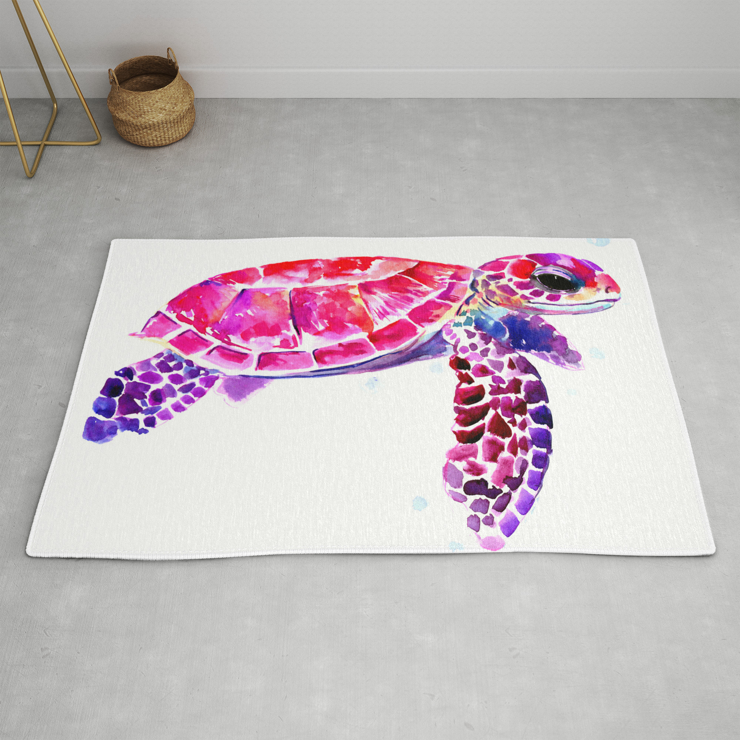 Purple Turtle Bright Pink Purple Blue Turtle Illustration