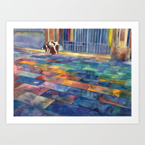 Dog and the city Art Print
