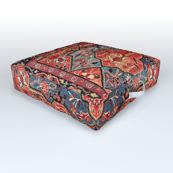 Kashan Poshti Central Persian Rug Print Outdoor Floor Cushion By