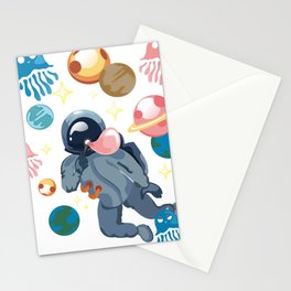 Cool Funny Floating Space Astronaut with Jellyfish Stationery Card
