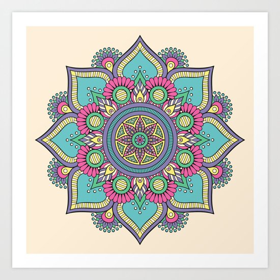 Colorful Abstract Floral Mandala Art Print