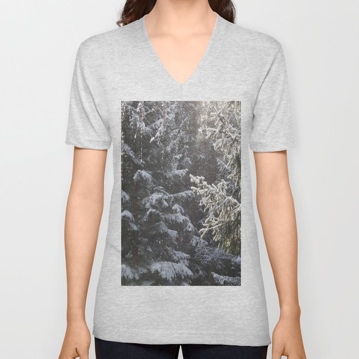 Sun and Snow in the Scottish Highlands    V Neck T Shirt