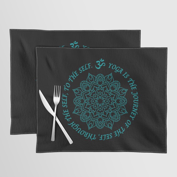 Yoga is the journey of the self, through the self, to the self. Yoga Mandala Blue Pal ColorsDesign Placemat