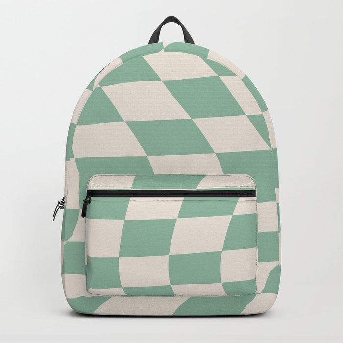 Sage & Cream Warped Check Backpack