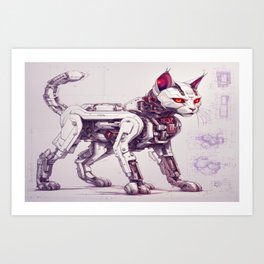 Technical Cyber Cat Art Print