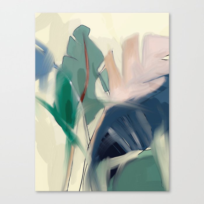 abstract pastel leaves 3 Canvas Print