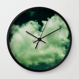 NEPHELAI SERIES Puffy clouds on teal  Wall Clock