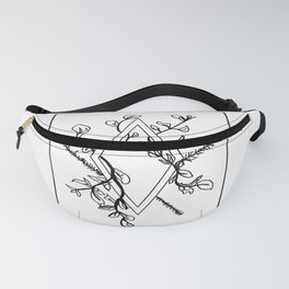 Black and White Floral Triangle Fanny Pack
