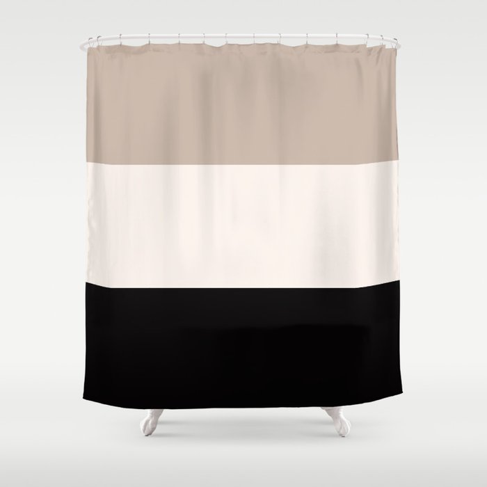 Black Tan Cream Bold Stripes Shower, Black Shower Curtain