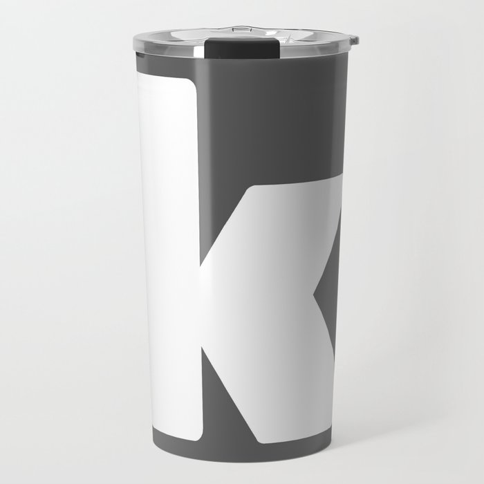 k (White & Grey Letter) Travel Mug