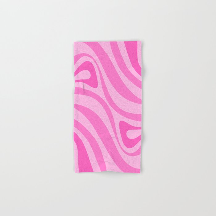 New Groove Retro Swirl Abstract Pattern in Doll Pink Hand & Bath Towel