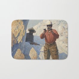 Western Art “The Holdup” Bath Mat | Robbery, Stagecoach, Curated, Cowboys, Holdup, Gunpoint, Painting, Robbers 