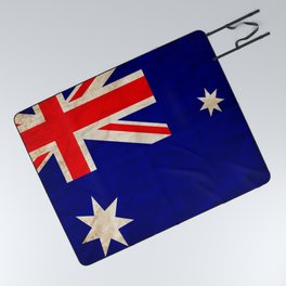 AUSTRALIA FLAG OLD WEATHERED VINTAGE FLAG AUSTRALIA COLORS OF AUSTRALIA PRIDE TO BE AUSTRALIA CRUMPLED AUSTRALIA FLAG OLD LOOKING AUSTRALIA FLAG Picnic Blanket