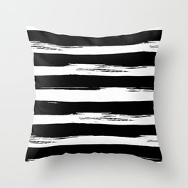 Paint Stripes Black and White Throw Pillow