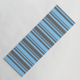 [ Thumbnail: Light Sky Blue and Dim Grey Colored Pattern of Stripes Yoga Mat ]