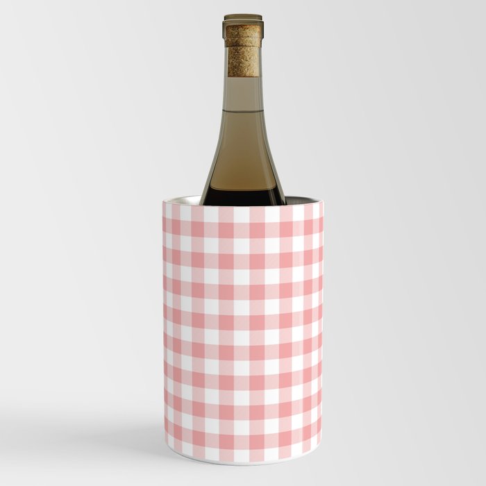 Lush Blush Pink and White Gingham Check Wine Chiller