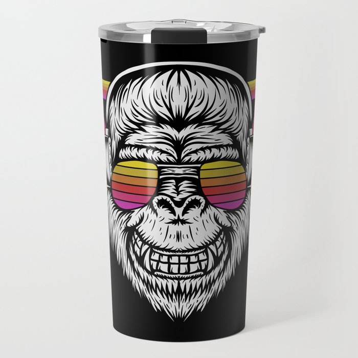 Angry Retro Gorilla Music Monkey Illustration Travel Mug