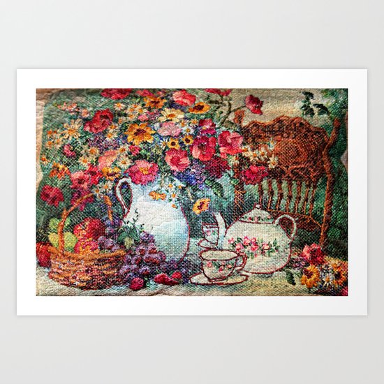 Vintage Tea Party Bouquet Art Print