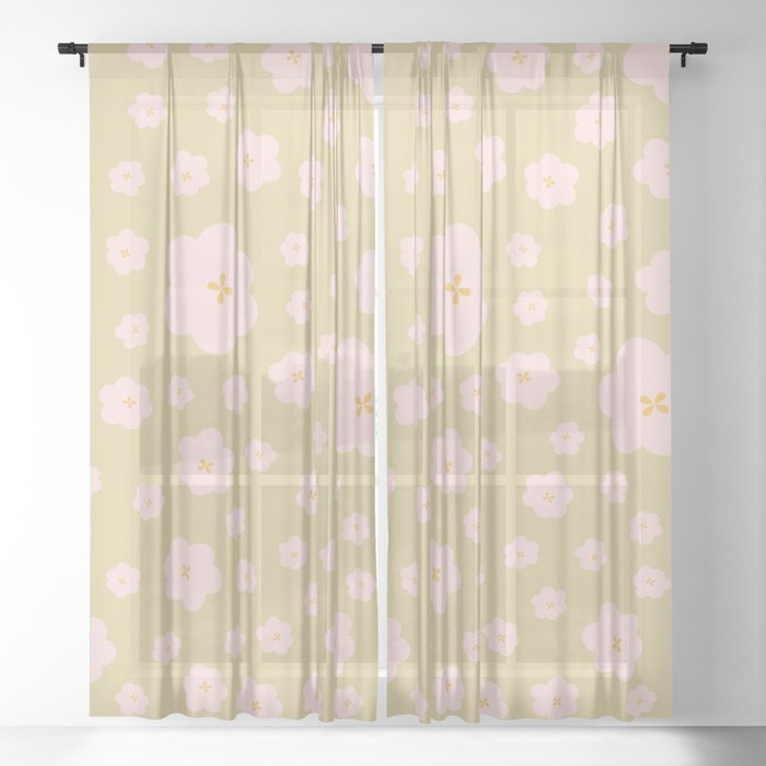 Flower Pattern Sheer Curtain