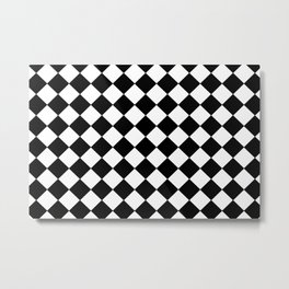 Black and white diamond shape,check,chess pattern  Metal Print
