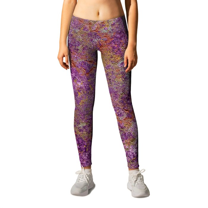 Light Purple Gold Bronze Silver Copper Metallic Sponge Painting Leggings