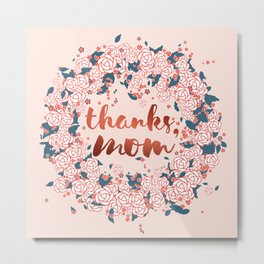 Thanks mom, in the winter of life Metal Print | Copper, Floral, Art, Wreath, Digital, Generative, Pink, Illustration, Mom, Graphicdesign 