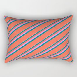 [ Thumbnail: Violet, Teal & Red Colored Lines/Stripes Pattern Rectangular Pillow ]