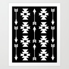 Southwestern Arrow Pattern 235 Black and White Art Print