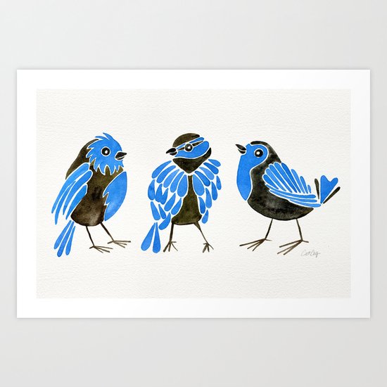 Blue Finches Art Print