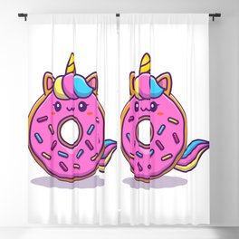 Cute Unicorn Doughnut Donut Cartoon Icon Illustration Animal Food Icon Concept Isolated Premium Flat Blackout Curtain