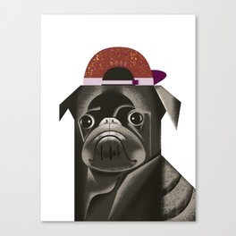 cute animal-black dog 2-red hat,puppies,gift Canvas Print