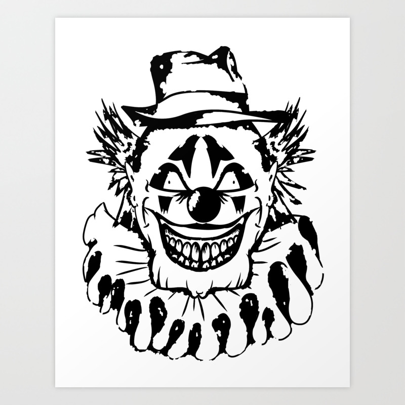 Black And White Evil Clown Art Print By Mailboxdisco Society6 Frequent special offers and discounts up to 70% off for all products! black and white evil clown art print by mailboxdisco
