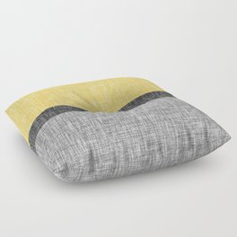 Yellow Grey and Black Section Stripe and Graphic Burlap Print Floor Pillow