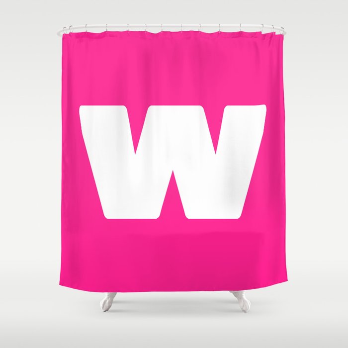 w (White & Dark Pink Letter) Shower Curtain